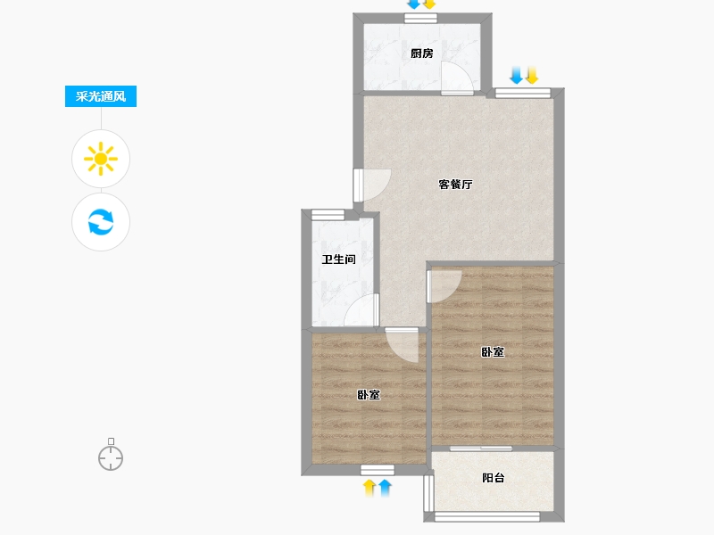 湖北省-武汉市-海景花园-北区-65.00-户型库-采光通风