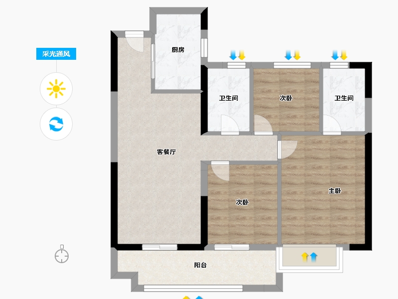 福建省-福州市-联发臻榕府-72.00-户型库-采光通风