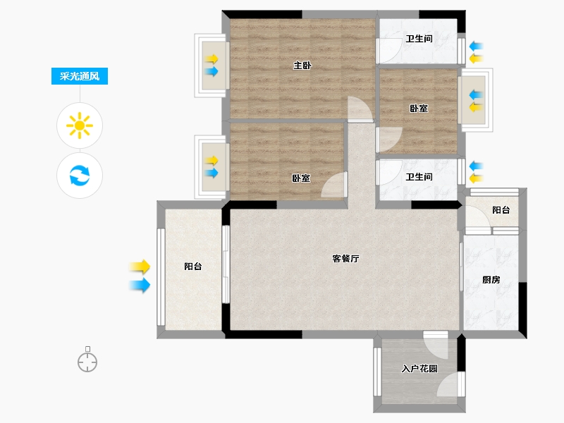 广东省-清远市-怡翠金海岸-84.16-户型库-采光通风