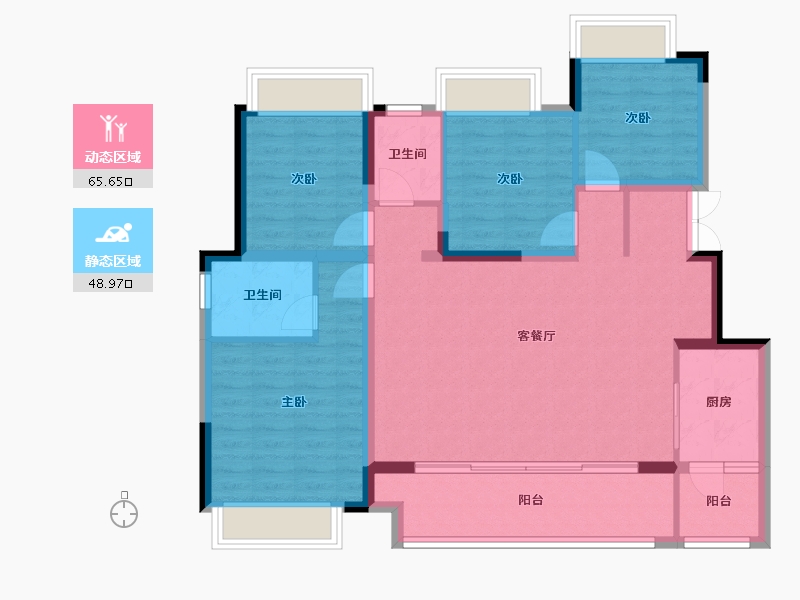 重庆-重庆市-中交中央公园雅颂-107.30-户型库-动静分区