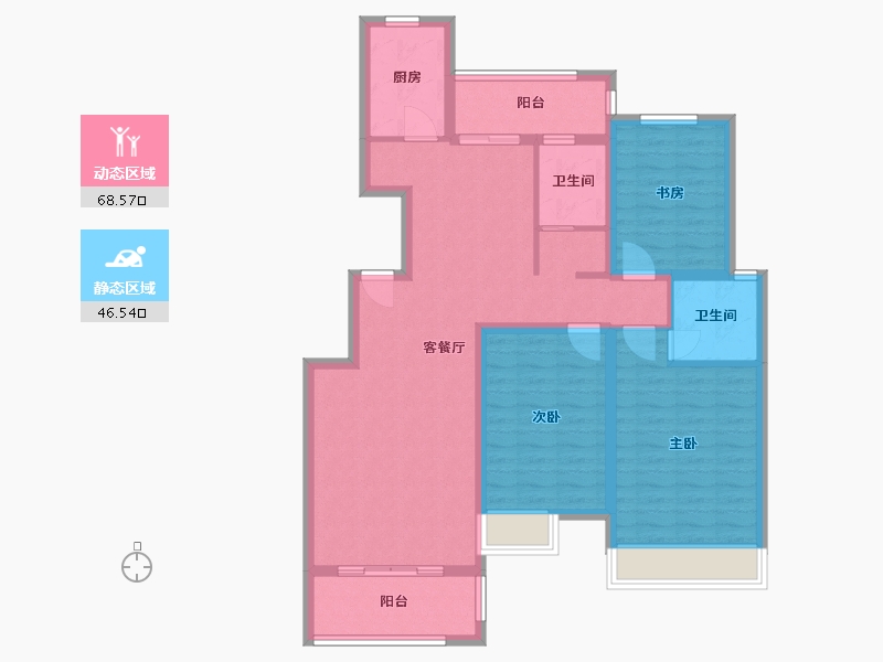 安徽省-淮南市-龙成奥韵-102.40-户型库-动静分区