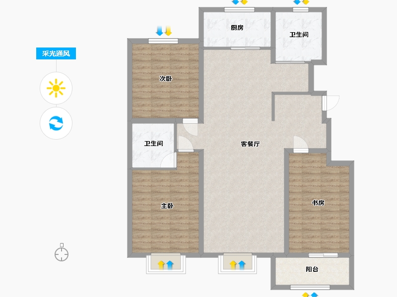 山东省-德州市-阳光·锦绣城-120.00-户型库-采光通风