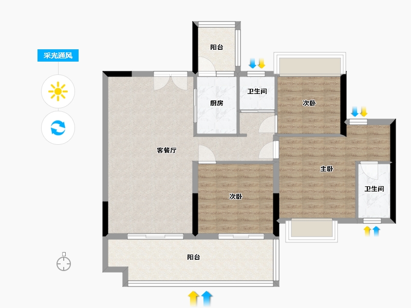 四川省-宜宾市-邦泰·白沙鹭岛-90.00-户型库-采光通风