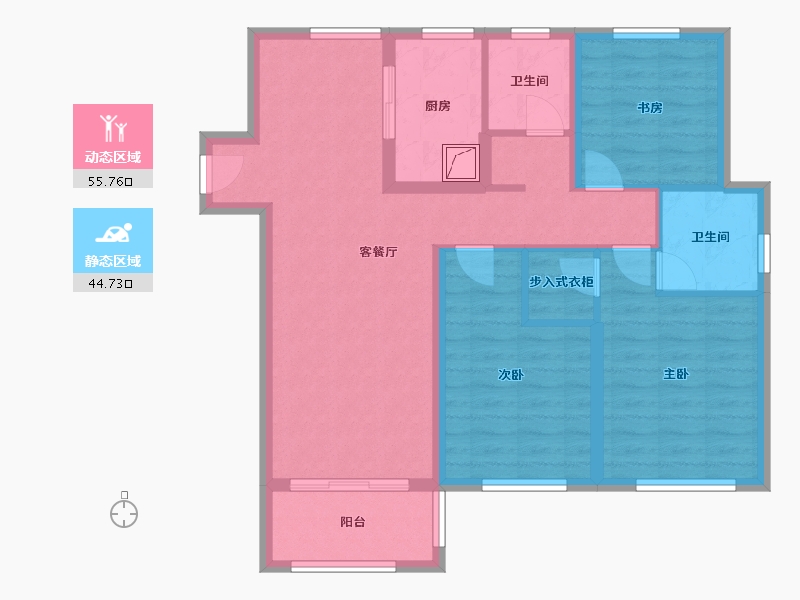 浙江省-绍兴市-绿城明月春江-90.00-户型库-动静分区