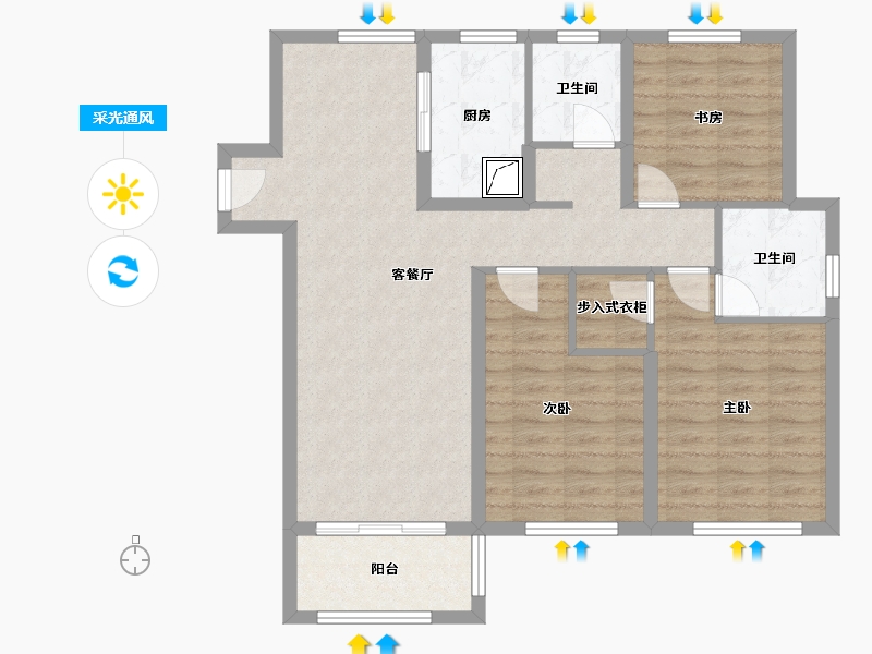 浙江省-绍兴市-绿城明月春江-90.00-户型库-采光通风