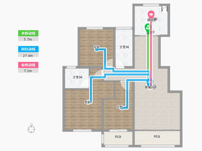 山东省-济南市-遥墙安置房-129.00-户型库-动静线