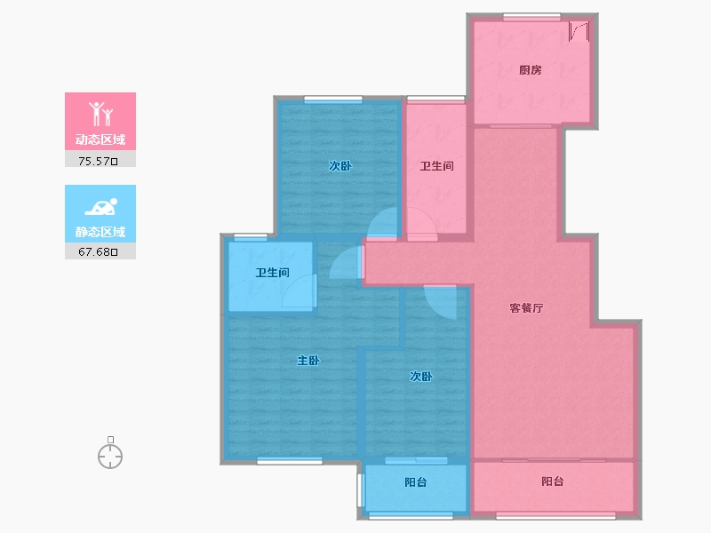 山东省-济南市-遥墙安置房-129.00-户型库-动静分区