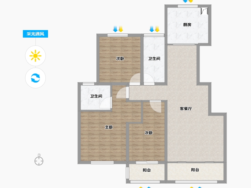 山东省-济南市-遥墙安置房-129.00-户型库-采光通风