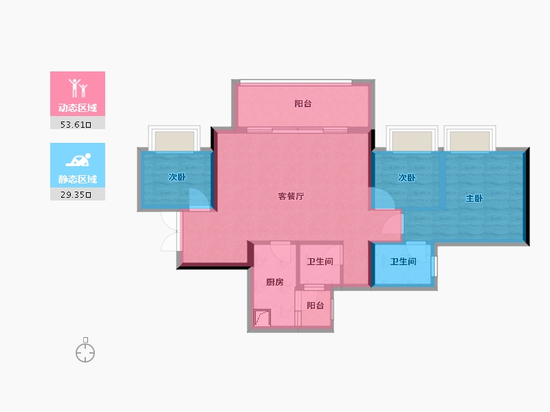 重庆-重庆市-海成·云溪上院-85.00-户型库-动静分区