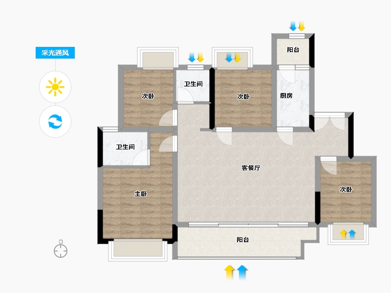 重庆-重庆市-海成·云溪上院-100.00-户型库-采光通风