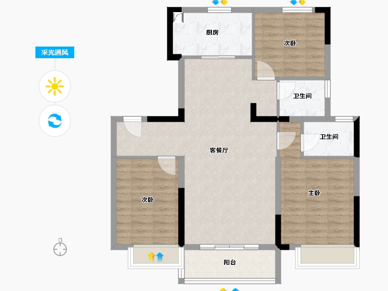 河北省-沧州市-碧桂园樾江山-91.00-户型库-采光通风