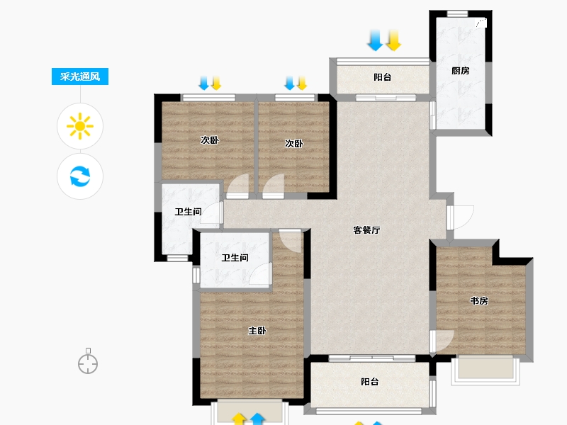 浙江省-湖州市-湖州恒大林溪郡-115.00-户型库-采光通风