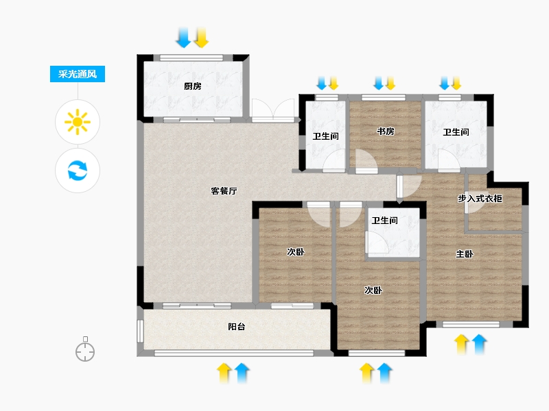 江苏省-常州市-路劲·铂樾-142.00-户型库-采光通风