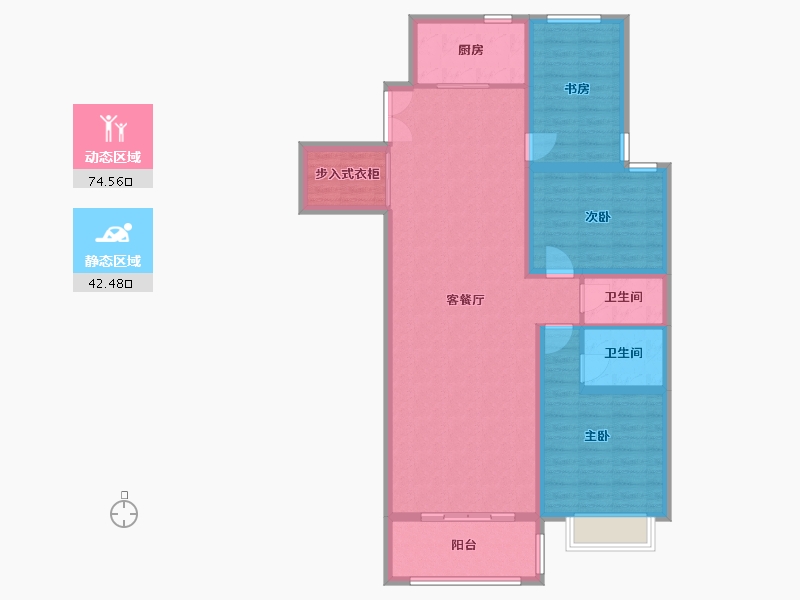 内蒙古自治区-乌兰察布市-锦绣公馆-130.00-户型库-动静分区