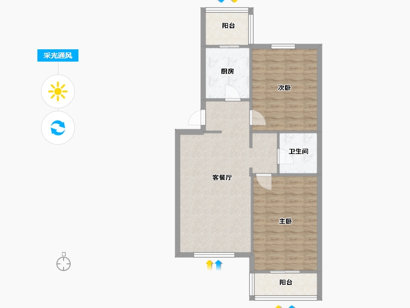 天津-天津市-泰兴公寓-70.00-户型库-采光通风