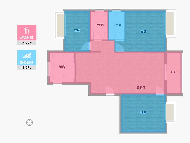 浙江省-湖州市-碧桂园剑桥郡-90.00-户型库-动静分区