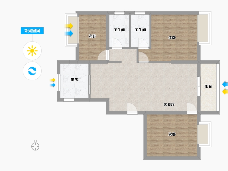 浙江省-湖州市-碧桂园剑桥郡-90.00-户型库-采光通风