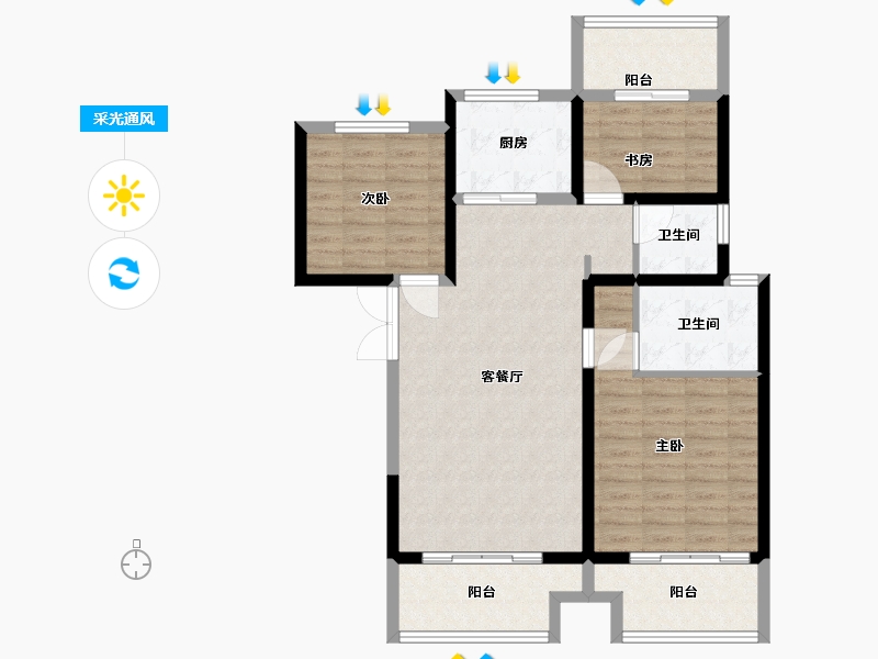 河南省-郑州市-永威西郡-98.00-户型库-采光通风