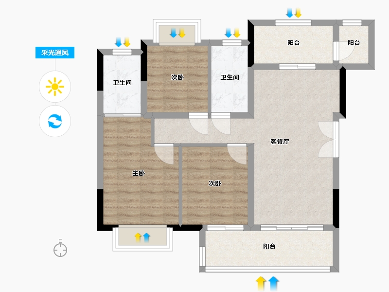 重庆-重庆市-御辉-81.00-户型库-采光通风