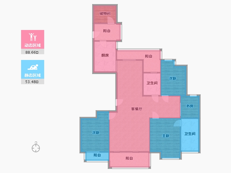 湖北省-武汉市-世茂锦绣长江-127.00-户型库-动静分区