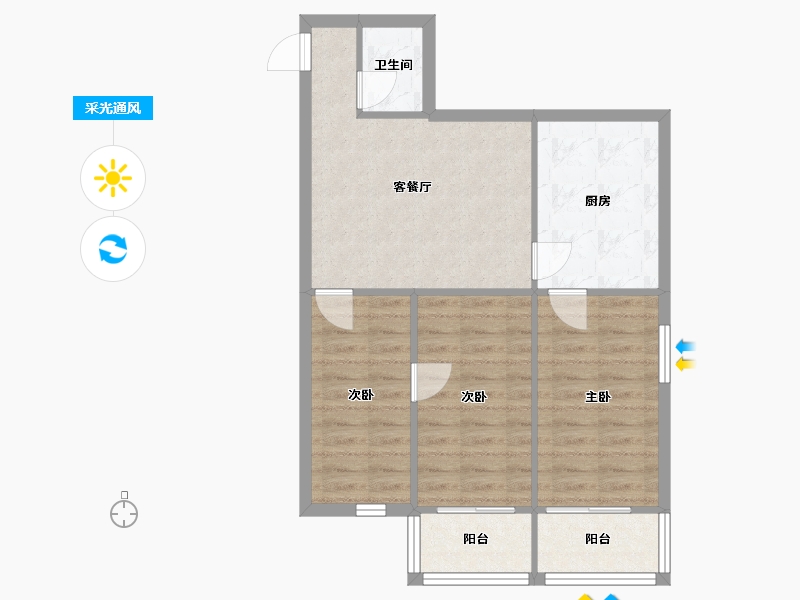 北京-北京市-和平街15区2号院-73.50-户型库-采光通风