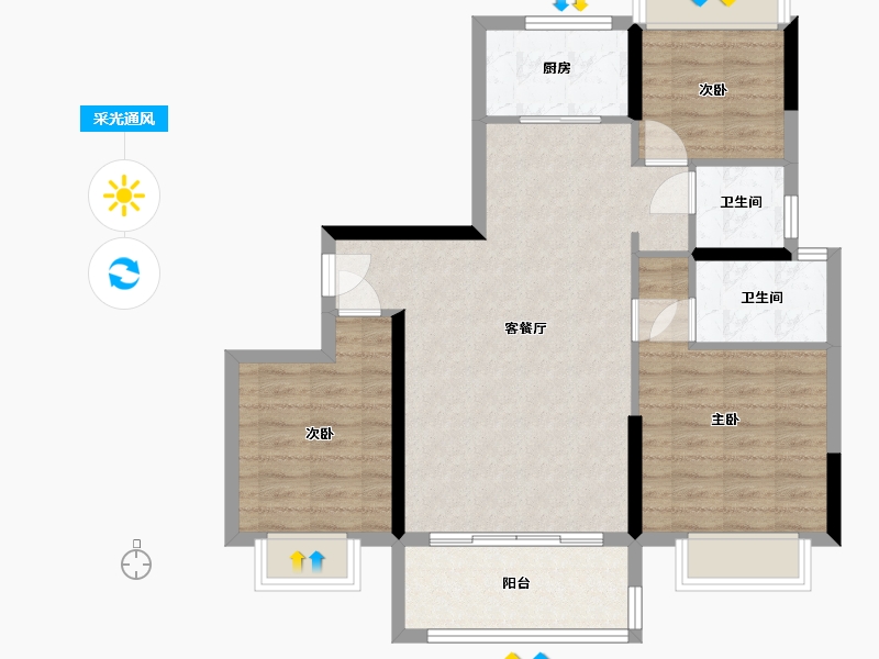 湖北省-黄冈市-国鼎华府-119.50-户型库-采光通风