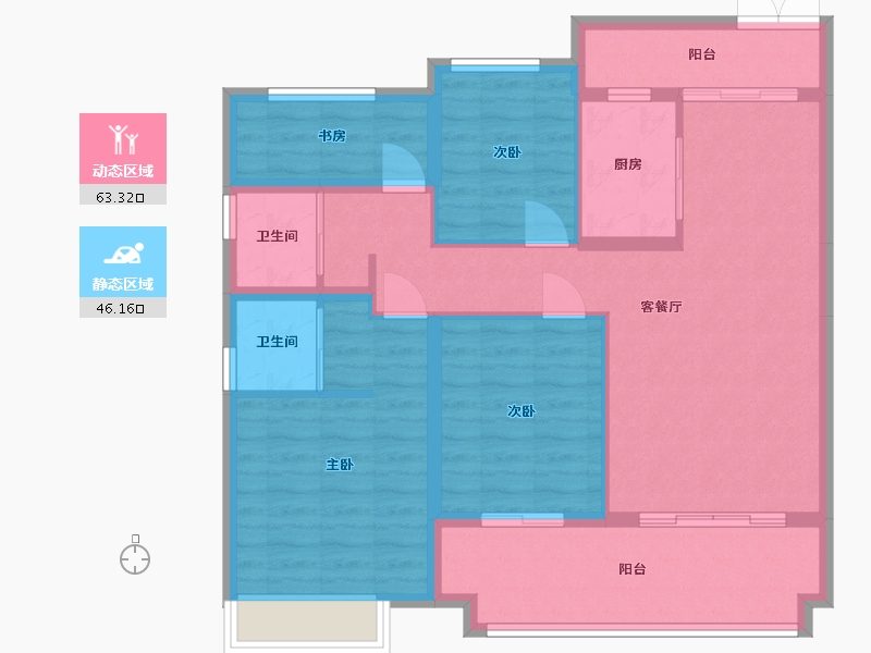 安徽省-六安市-万兴滨江府-98.00-户型库-动静分区