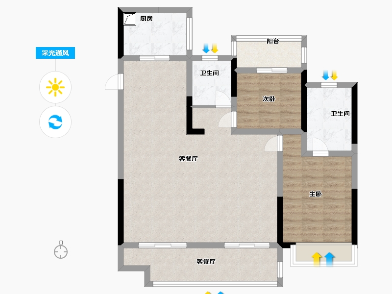 安徽省-滁州市-中央中置城市广场-93.50-户型库-采光通风