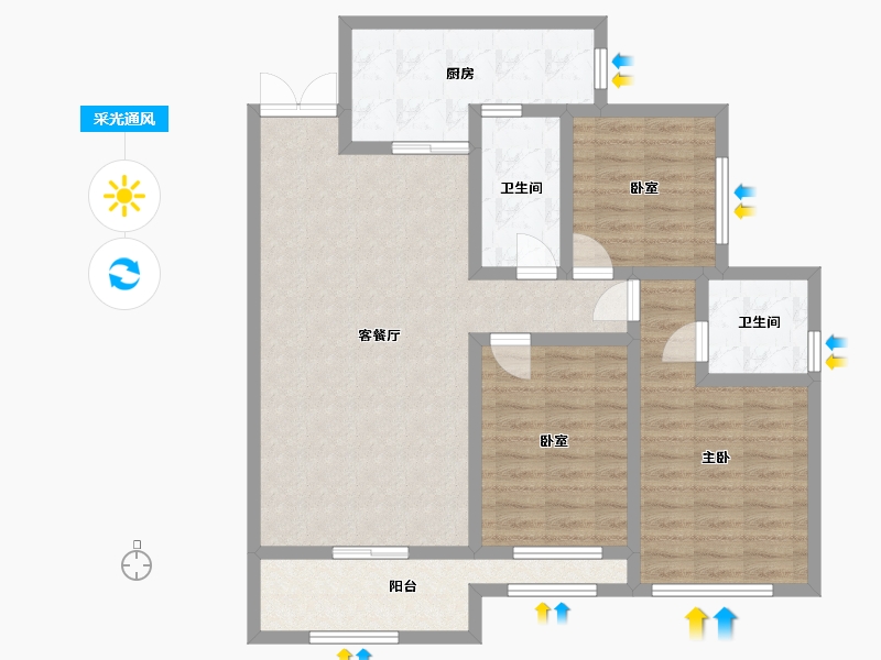 四川省-宜宾市-大院-85.00-户型库-采光通风