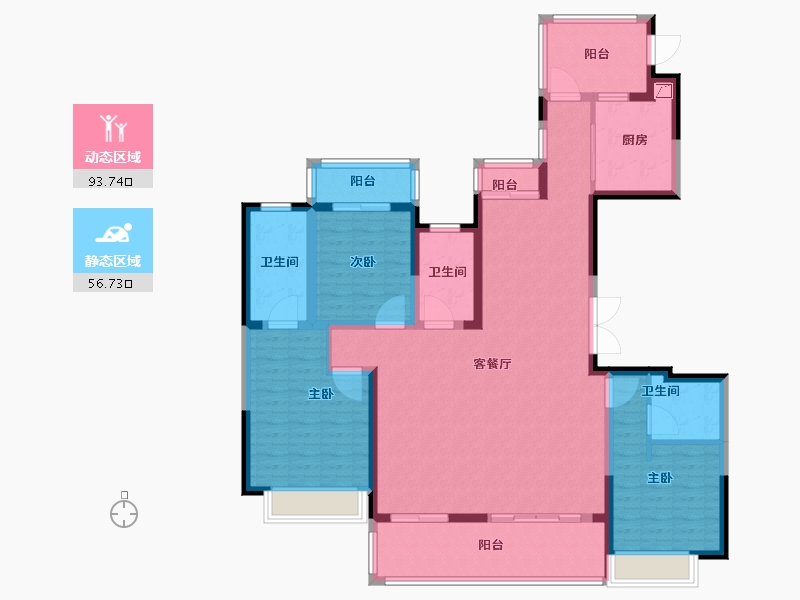 浙江省-金华市-南江名郡-135.00-户型库-动静分区