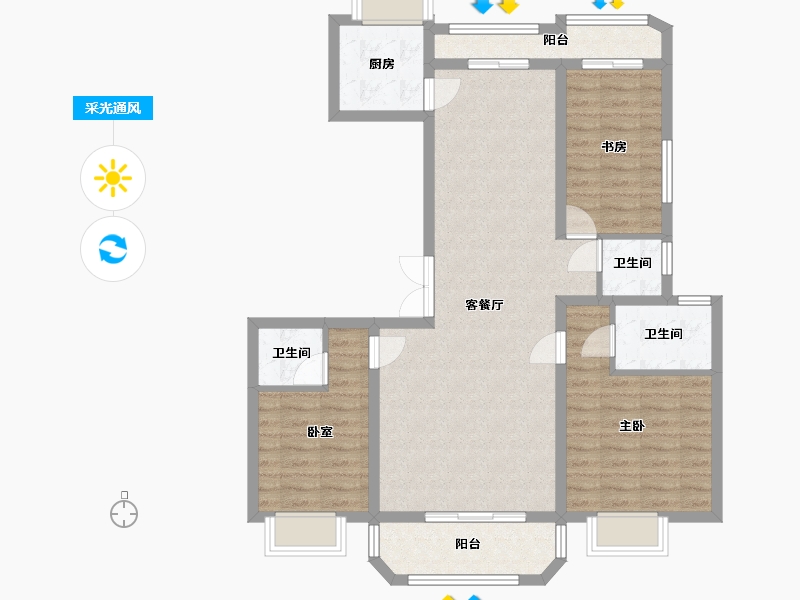 云南省-楚雄彝族自治州-彝海山荘-105.00-户型库-采光通风