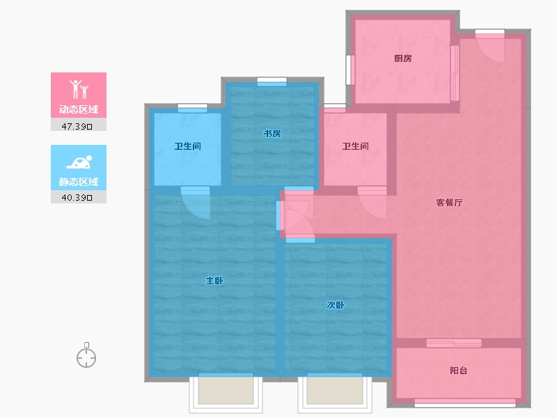 浙江省-杭州市-滨江君品名邸-89.00-户型库-动静分区