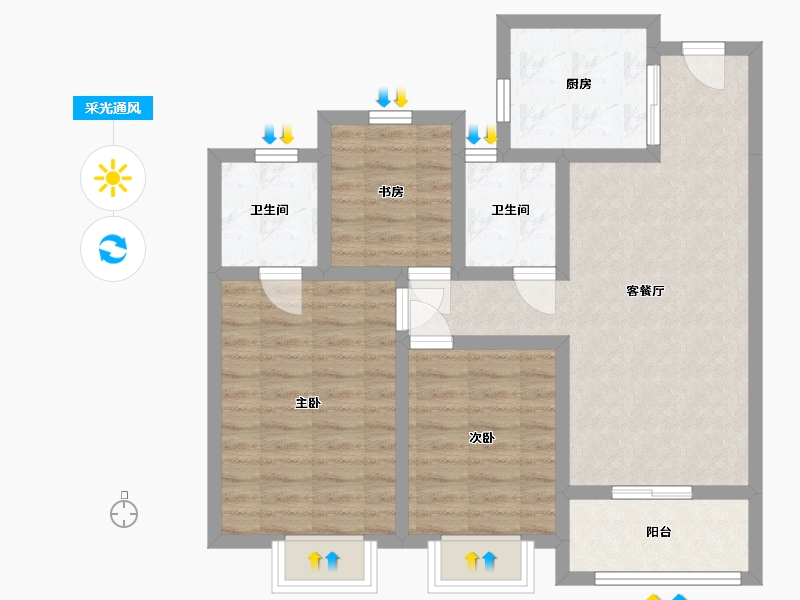 浙江省-杭州市-滨江君品名邸-89.00-户型库-采光通风