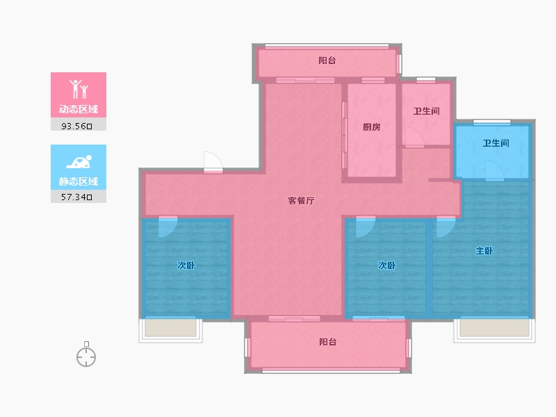 河南省-南阳市-星港 美邻河畔-135.73-户型库-动静分区