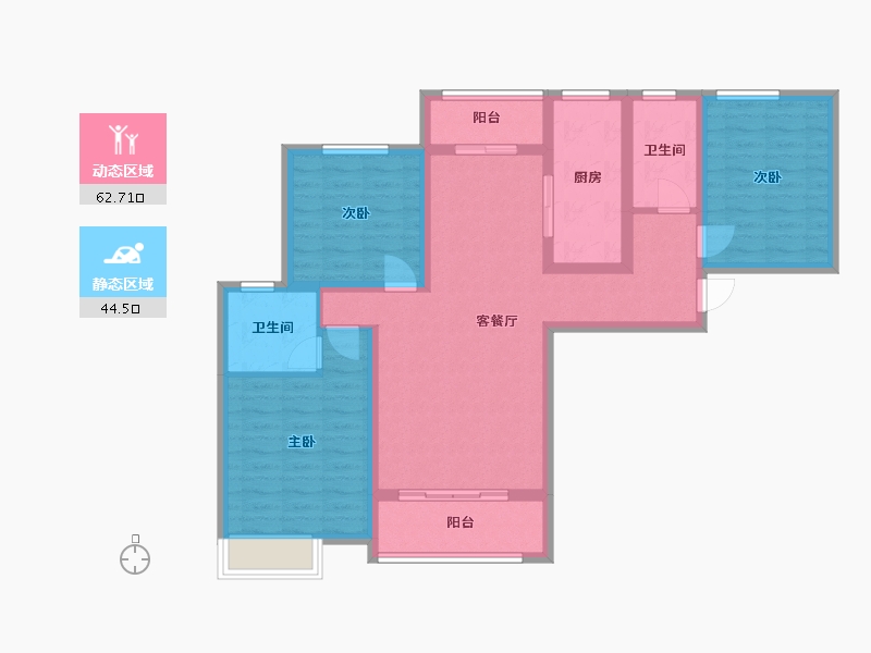 陕西省-咸阳市-碧水华庭-105.69-户型库-动静分区