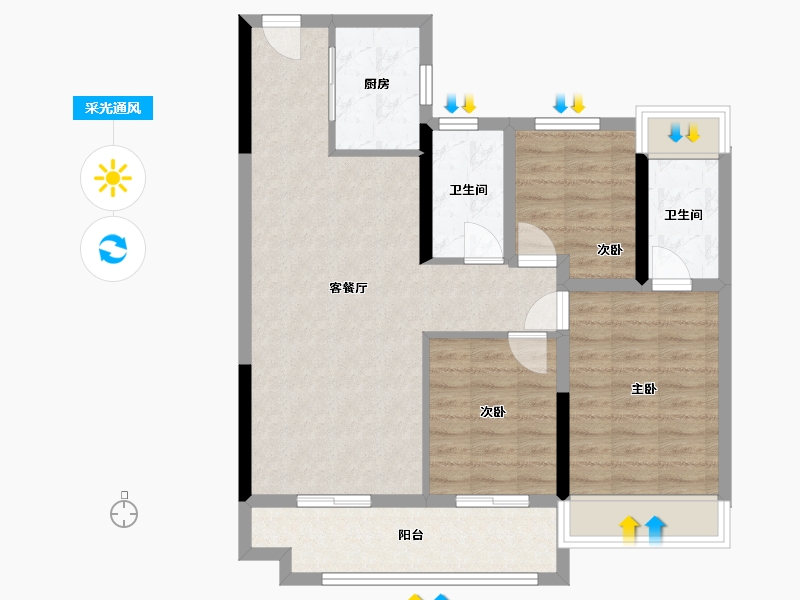 安徽省-滁州市-华侨城欢乐明湖-95.00-户型库-采光通风