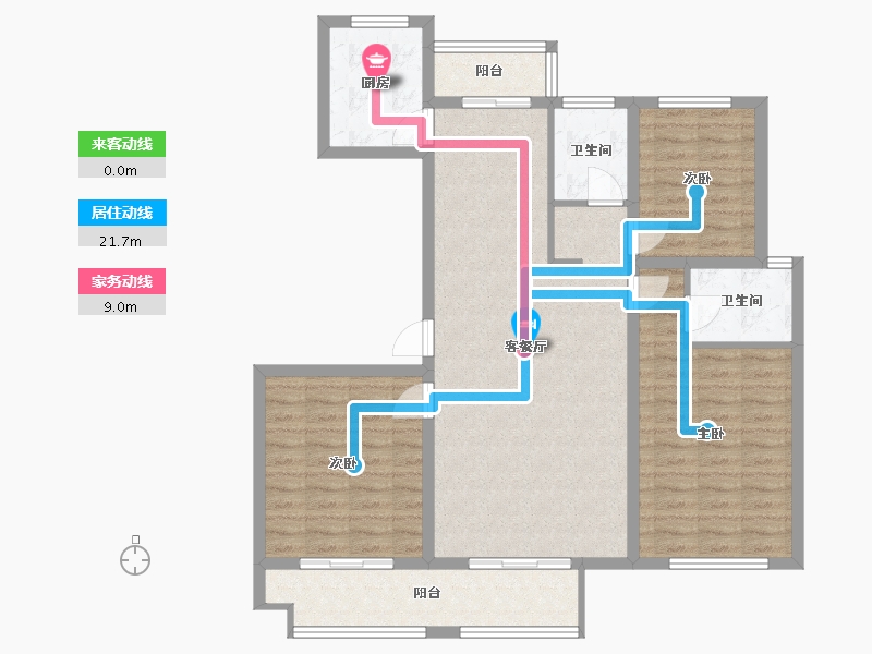 陕西省-咸阳市-碧水华庭-114.68-户型库-动静线