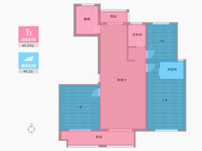 陕西省-咸阳市-碧水华庭-114.68-户型库-动静分区