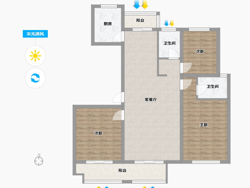 陕西省-咸阳市-碧水华庭-114.68-户型库-采光通风