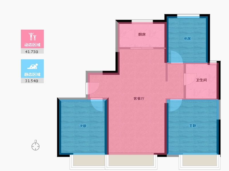 内蒙古自治区-赤峰市-万达如意府-77.70-户型库-动静分区