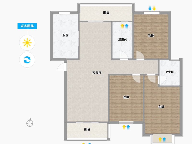 河南省-郑州市-沁园馨城-140.00-户型库-采光通风