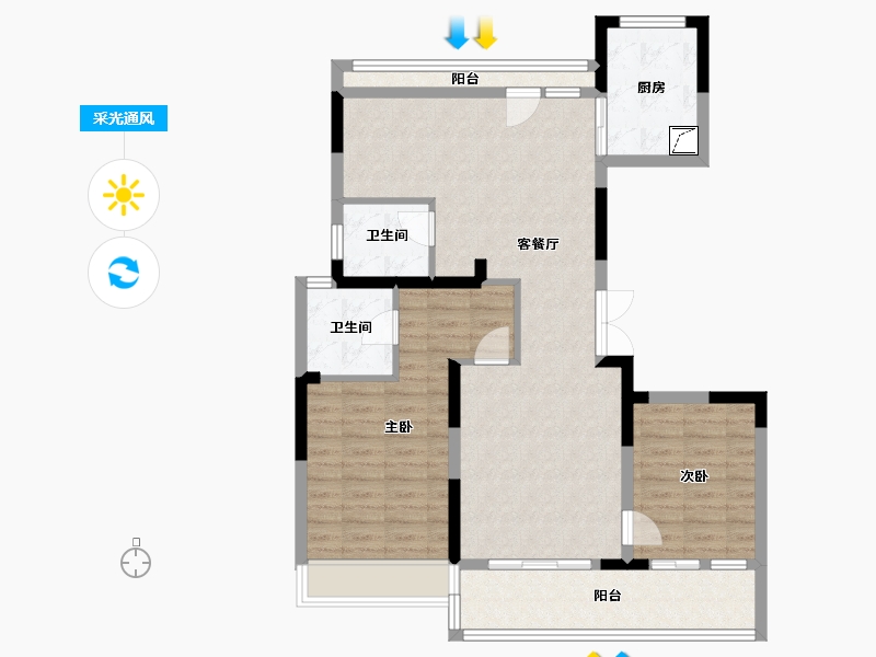 浙江省-嘉兴市-苏嘉明镜苑-100.00-户型库-采光通风