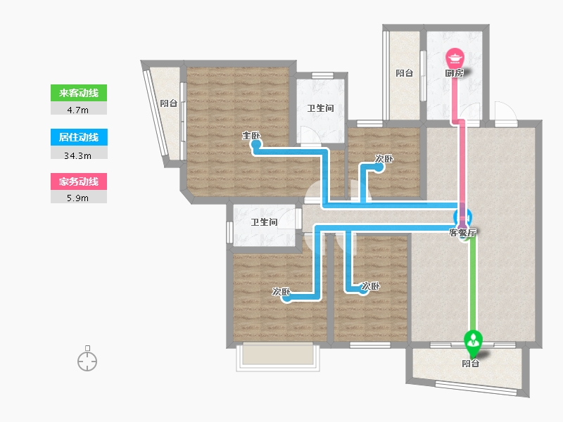 广西壮族自治区-南宁市-中房·翡翠园-120.00-户型库-动静线