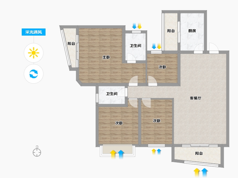 广西壮族自治区-南宁市-中房·翡翠园-120.00-户型库-采光通风