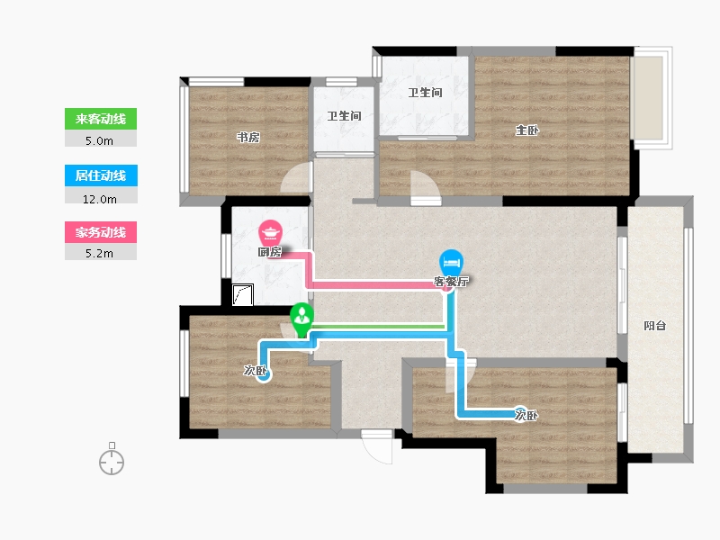 浙江省-嘉兴市-富力云庭雅居-126.00-户型库-动静线