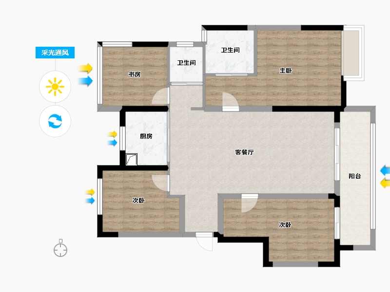 浙江省-嘉兴市-富力云庭雅居-126.00-户型库-采光通风