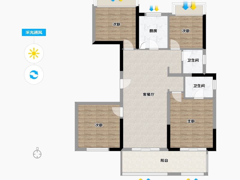 安徽省-阜阳市-华润阜阳中心-101.00-户型库-采光通风