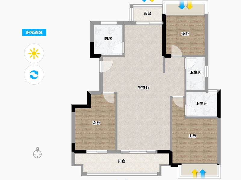 安徽省-阜阳市-成美悦府-92.18-户型库-采光通风