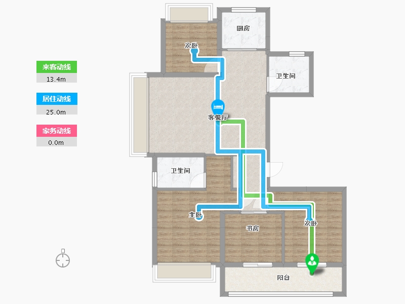 江苏省-扬州市-绿地健康城-108.00-户型库-动静线