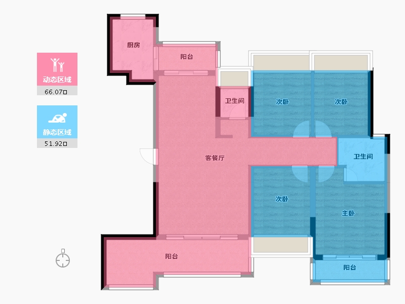 湖南省-郴州市-翡翠华庭-132.70-户型库-动静分区